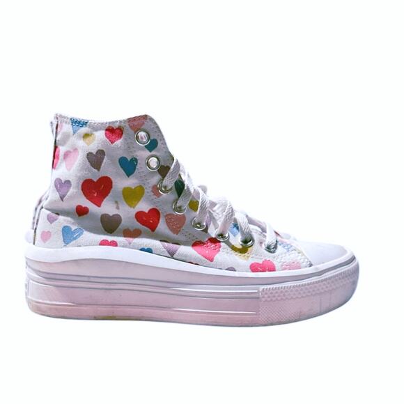 Converse Chuck Taylor All Star High Top Sneakers Kids 5.5 Heart Print Canvas - Picture 5 of 11